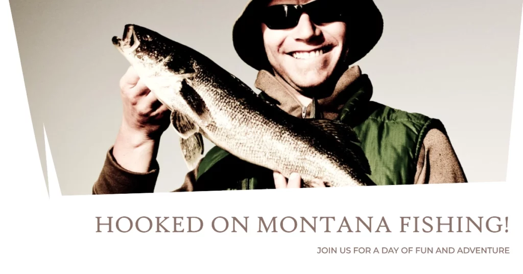 happy fisherman fishing in Montana with a beautiful landscape in the background